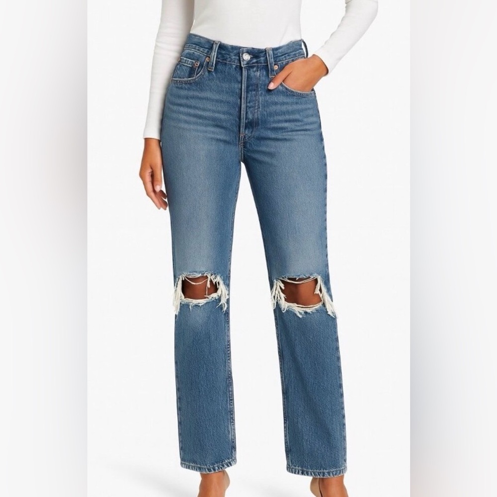 Levi’s Lo Pro Straight Distressed Denim Jeans 31‎